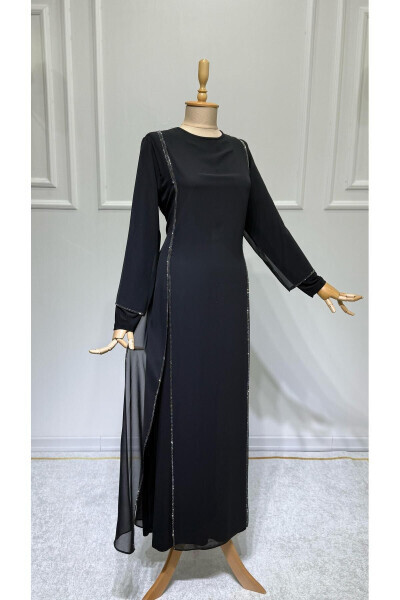 Women's Beaded Chiffon Long Sleeve Beaded Evening Dress New Season - MODAMINAR (1)