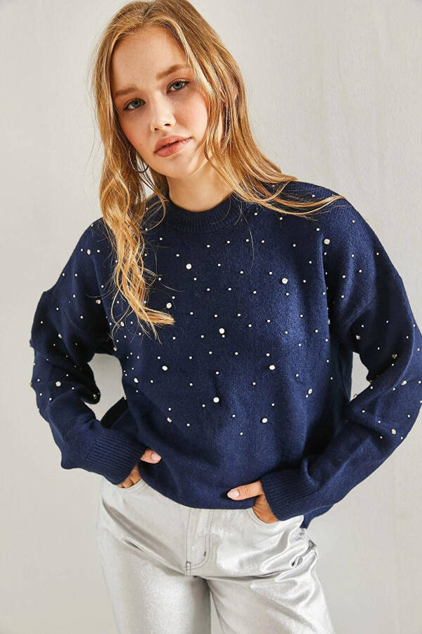 Women's Beaded Knit Sweater - 15