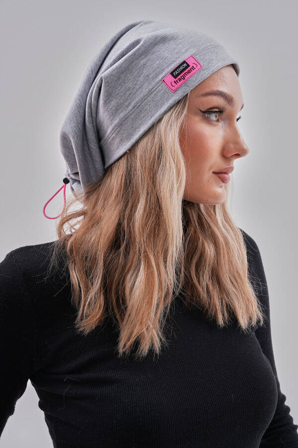 Women's Beanie Grey Neon Pink Yarn Detail Italian Design 4 Season Hat Beanie Buff - 1