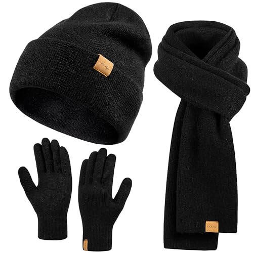 Women's Beanie Winter Hat Touchscreen Gloves Scarf Set Fleece Lined Skull Caps Long Scarf Neck Warmer for Women Men - 5