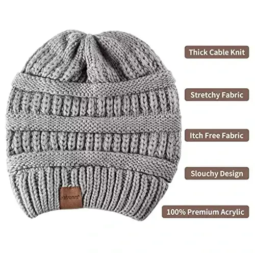Women's Beanies for Winter 3 Pack, Slouchy Beanies for Women Oversized Knit Warm, Winter Hats for Women Thick for Cold Weather - 5