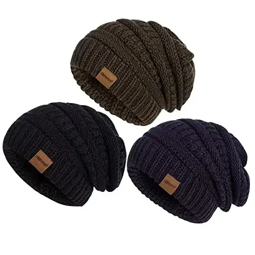 Womens Beanies for Winter 3 Pack, Slouchy Beanies for Women Oversized Knit Warm, Winter Hats for Women Thick for Cold Weather - 6