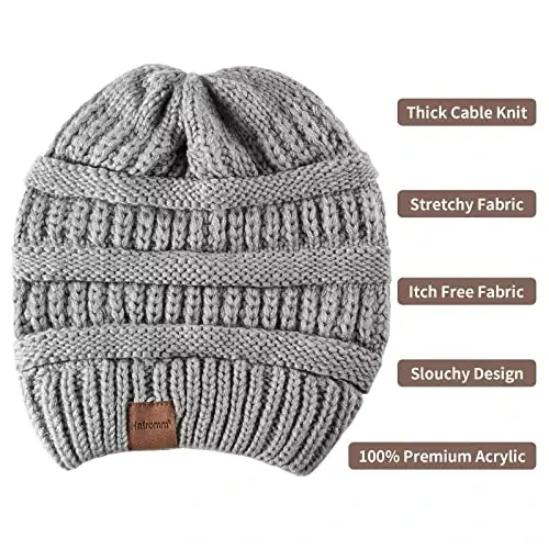 Womens Beanies for Winter 3 Pack, Slouchy Beanies for Women Oversized Knit Warm, Winter Hats for Women Thick for Cold Weather - 4