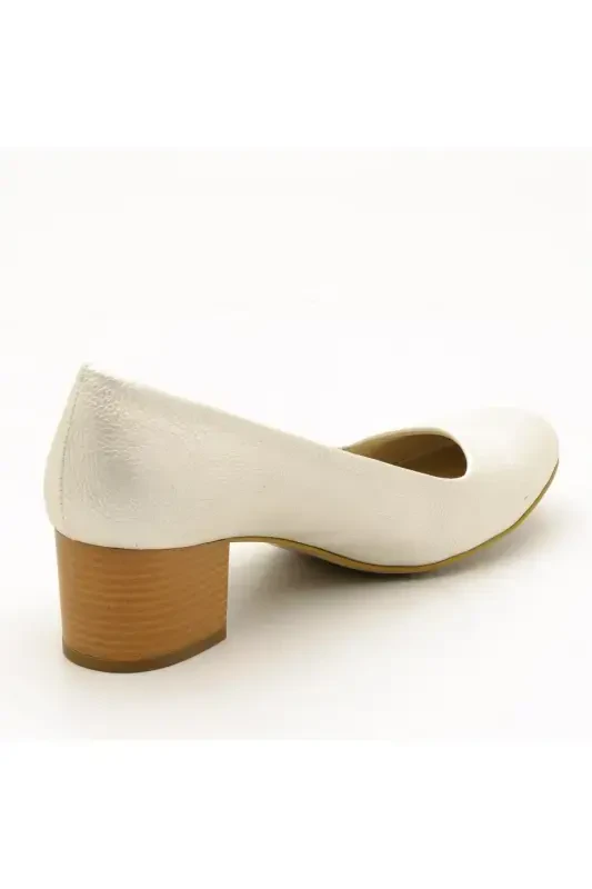 Women's Beige Classic High Heel Bridal Shoes Large Size Design - 1