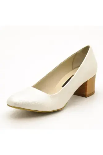 Women's Beige Classic High Heel Bridal Shoes Large Size Design - 3
