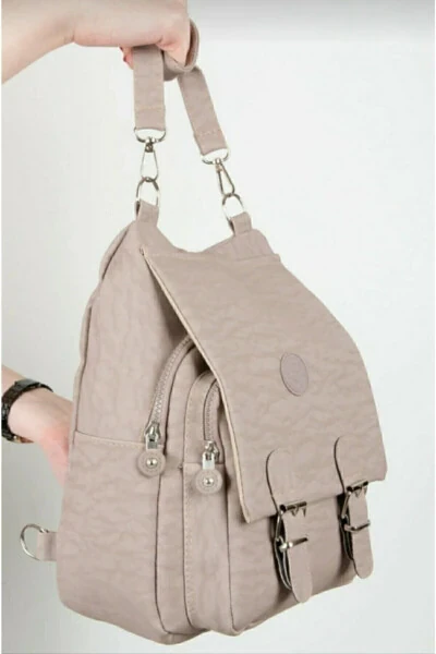 Women's Beige Kipling Fabric Women's Shoulder and Backpack - ALYAÇANTADÜKKANI (1)