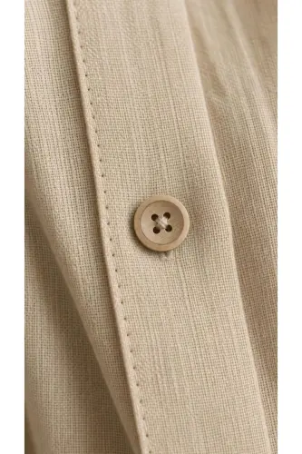 Women's Beige Linen Shirt and Pant Suit - 4