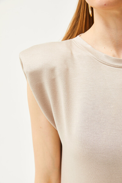 Women's Beige Off-Shoulder Crystal Dress ELB-19002086 - 6