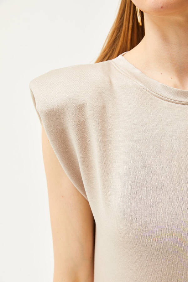 Women's Beige Off-Shoulder Crystal Dress ELB-19002086 - 6