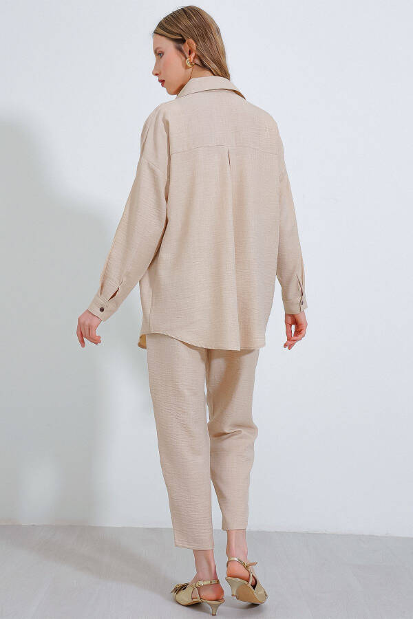 Women's Beige Oversized Linen Jumpsuit 6622 - 25