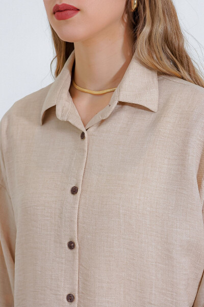 Women's Beige Oversized Linen Jumpsuit 6622 - 18