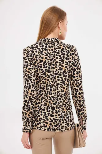 Women's Beige Patterned Long Sleeve Shirt ARM-25K001040 - 5
