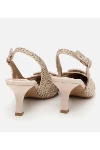 Women's Beige Patterned Open Back Heels - 7