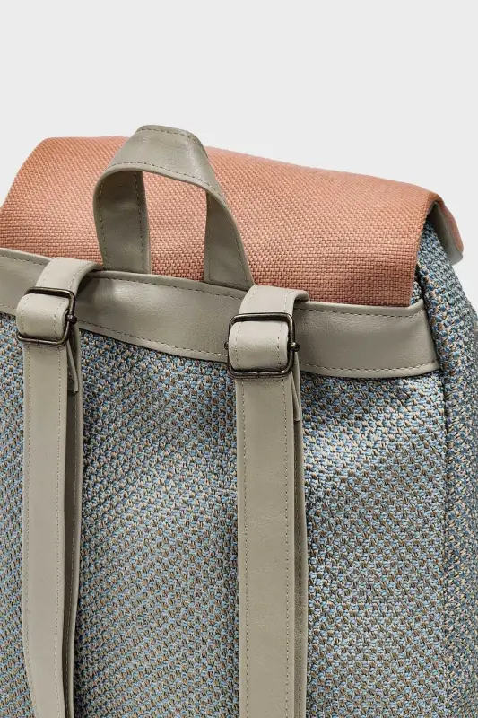 Women's Beige Pink Handmade Backpack-BeigePink - 3