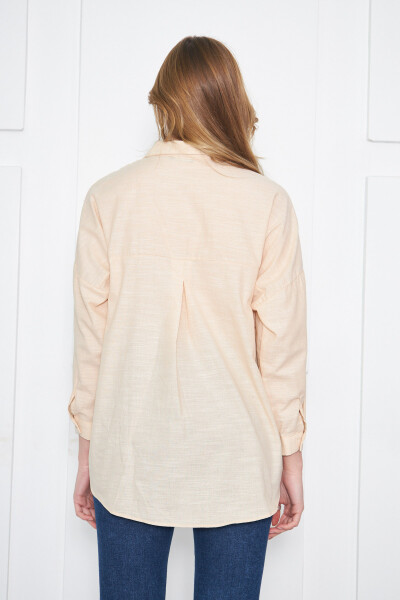 Women's Beige Striped Oversized Long Basic Shirt ARM-23Y001129 - 9