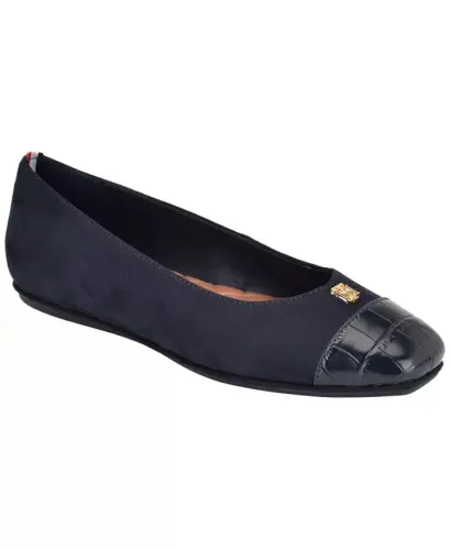 Women's Bekim Cap Toe Ballet Flats - Dark Blue Croco - 1