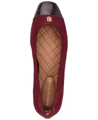 Women's Bekim Cap Toe Ballet Flats - Dark Red Croco - 4