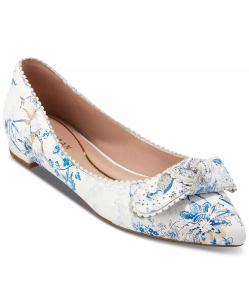 Women's Bellport Bow Skimmer Flats Peacock Print Leather - 1