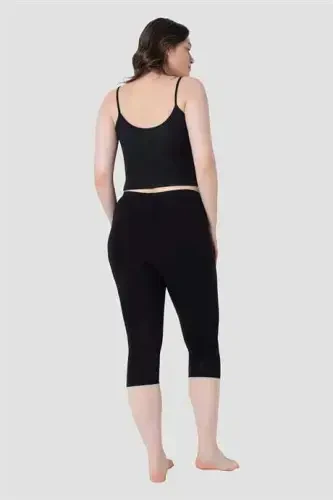 Women's Below Knee Capri Length Knitted Leggings White - Black 2-Pack - 4