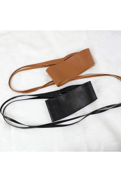 Women's Belt Black & Tan Dress Belt Waist Belt Strap Belt 2 Pack - 2