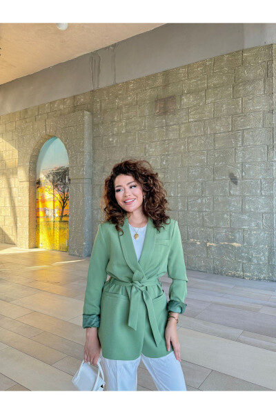 Women's Belted Blazer Jacket - 4