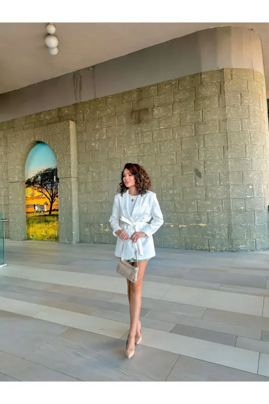 Women's Belted Blazer Jacket - 1
