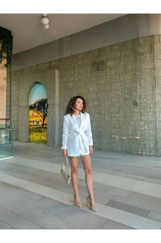 Women's Belted Blazer Jacket - 5