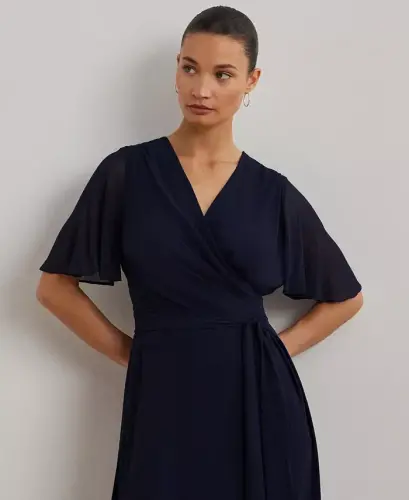 Women's Belted Georgette Dress - 3