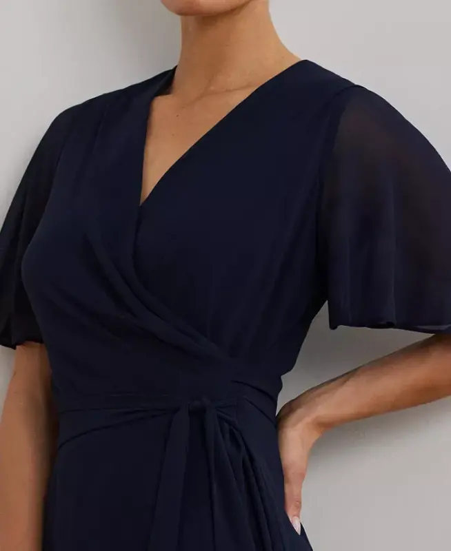 Women's Belted Georgette Dress - 4