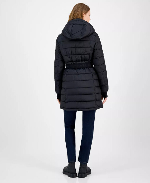 Women's Belted Hooded Puffer Coat, Created for Modazone Black - 2