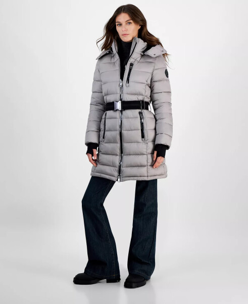 Women's Belted Hooded Puffer Coat, Created for Modazone Nickel - 1