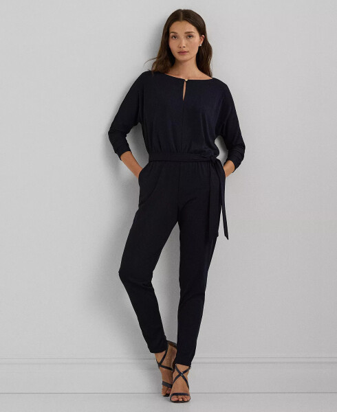 Women's Belted Jersey Dolman-Sleeve Jumpsuit Lighthouse Navy - 1