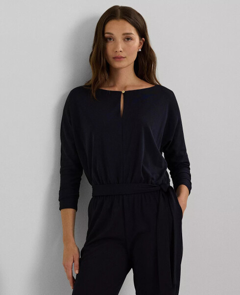 Women's Belted Jersey Dolman-Sleeve Jumpsuit Lighthouse Navy - 4