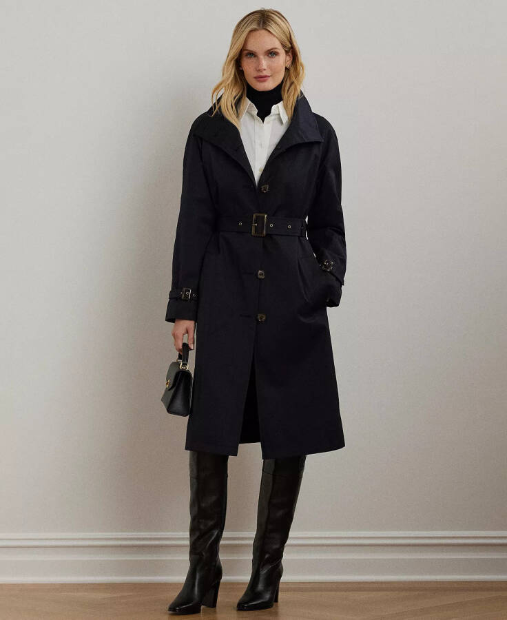 Women's Belted Trench Coat Dk Navy - 5