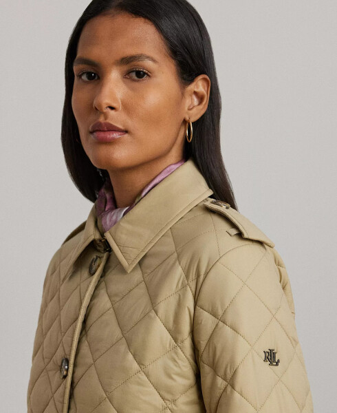 Women's Belted Velboa-Lined Quilted Trench Coat Birch Tan - 3