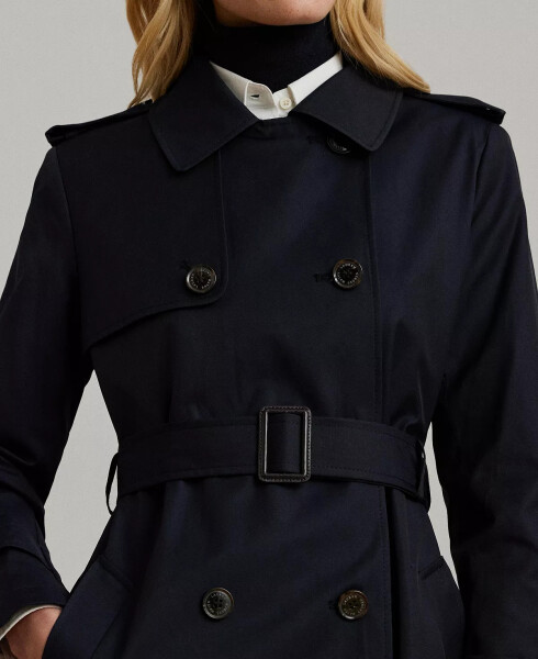 Women's Belted Water-Resistant Trench Coat Dark Navy - 4