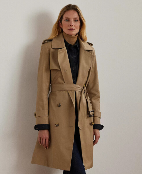 Women's Belted Water-Resistant Trench Coat Sand - 3