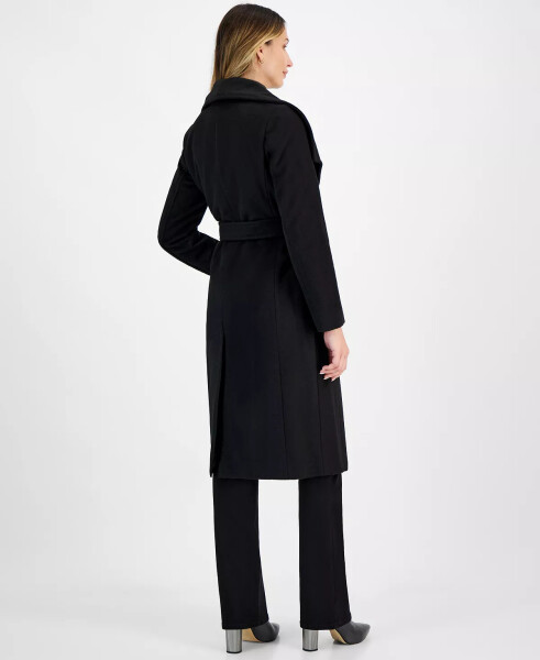 Women's Belted Wrap Coat Black - 2