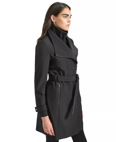 Women's Belted Wrap Coat Black - 3