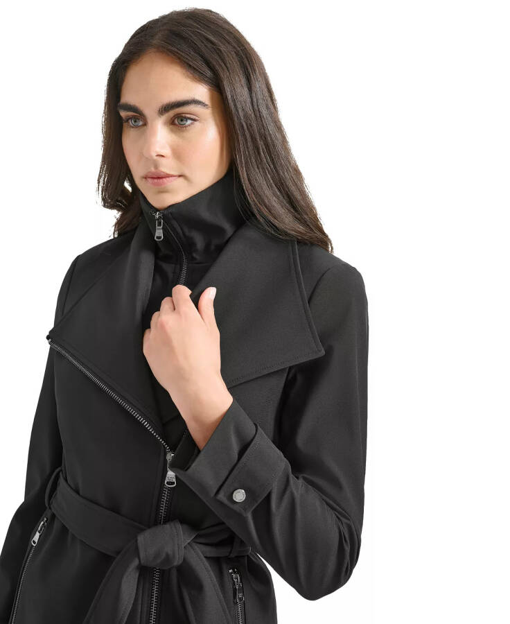 Women's Belted Wrap Coat Black - 4