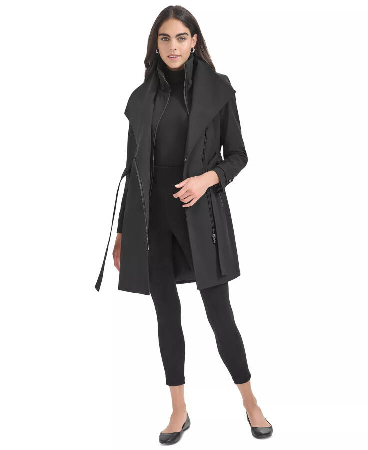 Women's Belted Wrap Coat Black - 5