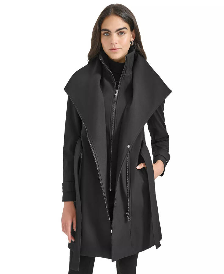 Women's Belted Wrap Coat Black - 6