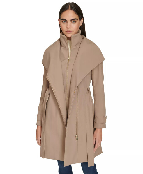 Women's Belted Wrap Coat Caramel - 1