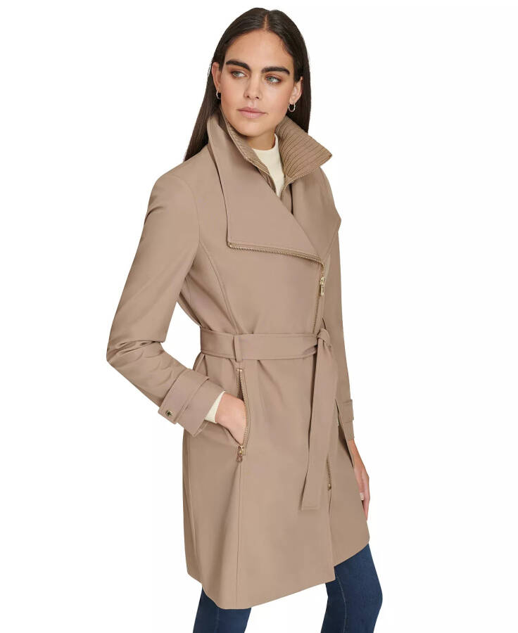 Women's Belted Wrap Coat Caramel - 3