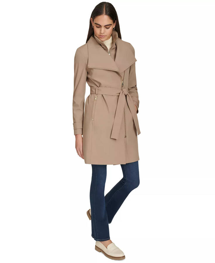 Women's Belted Wrap Coat Caramel - 7