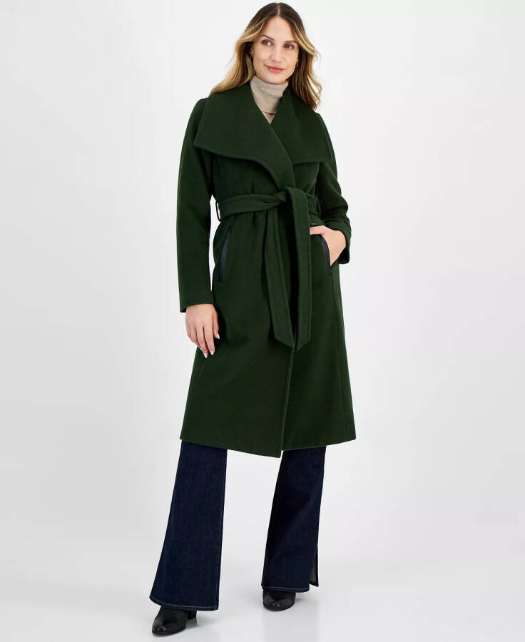 Women's Belted Wrap Coat Jade - 1