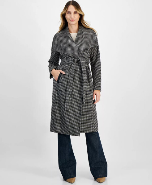 Women's Belted Wrap Coat Mini Houndstooth - 1