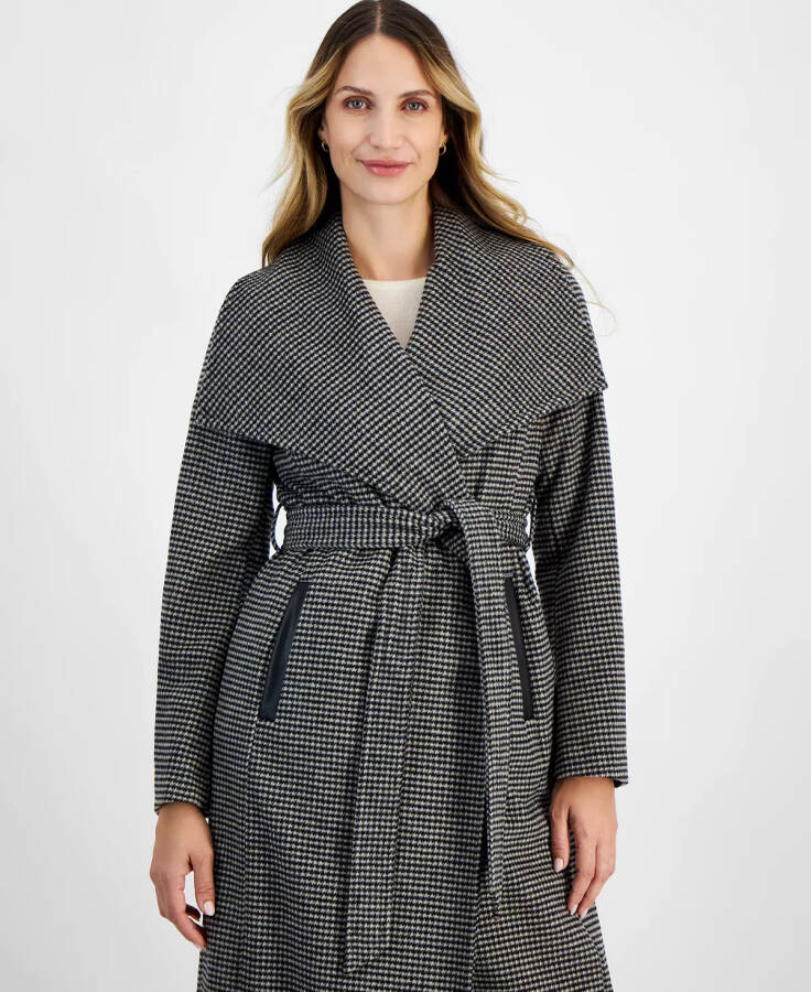 Women's Belted Wrap Coat Mini Houndstooth - 3