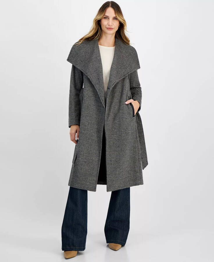 Women's Belted Wrap Coat Mini Houndstooth - 4