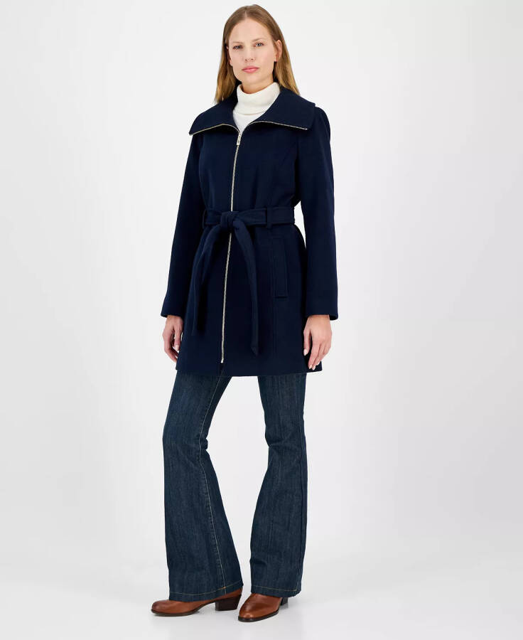 Women's Belted Zip-Front Coat, Created for Modazone Admiral - 1